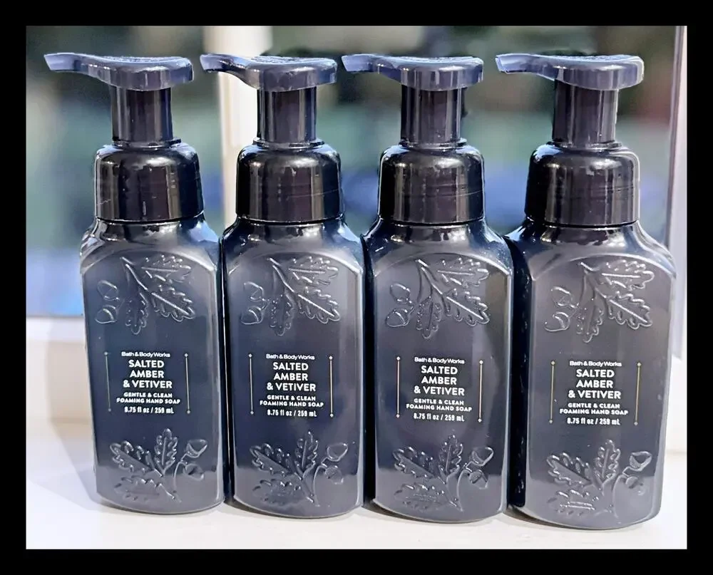 Bath & Body Works Salted Amber & Vetiver Gentle Clean Foaming Hand Soap x4